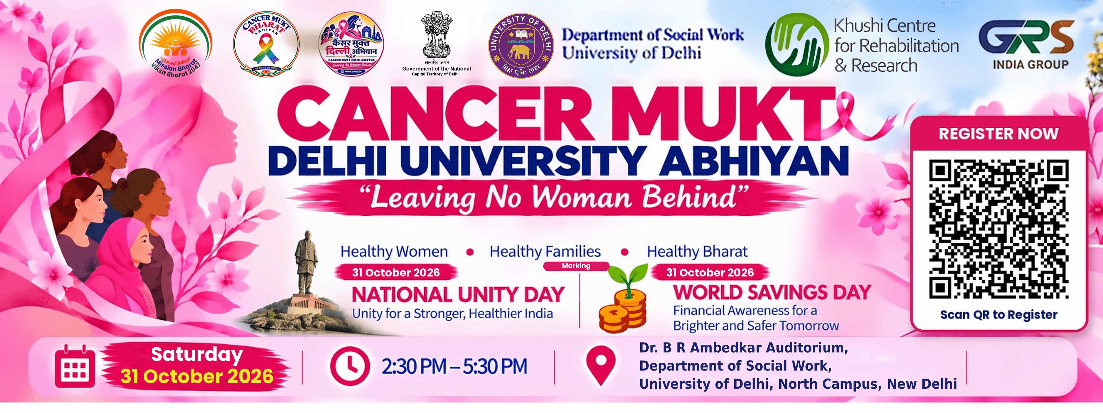 Cancer Mukt Delhi University Abhiyan event banner